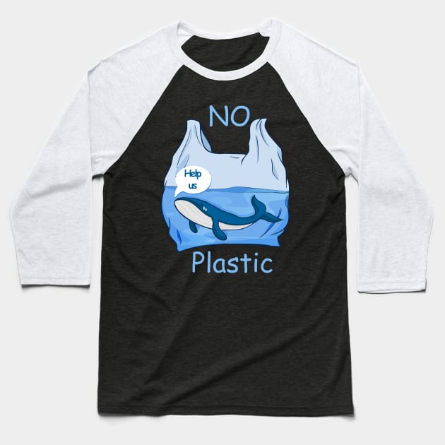 No Plastic - Protect the whales Baseball T-Shirt by Jochen Lützelberger